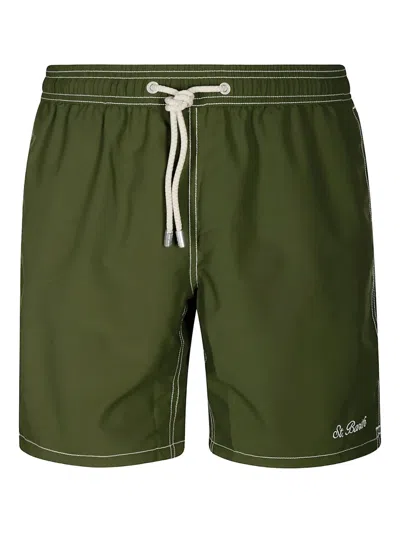 Mc2 Saint Barth Drawstring-fastening Contrast-stitching Swim Trunks In Green