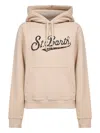 Mc2 Saint Barth Beige Logo Lettering Virginia Hoodie In Pink