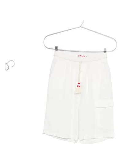 Mc2 Saint Barth Drawstring Linen Shorts In White