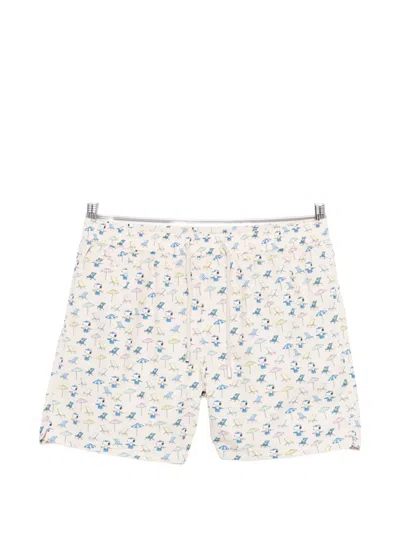 Mc2 Saint Barth Drawstring Printed Swim Shorts In Neutral