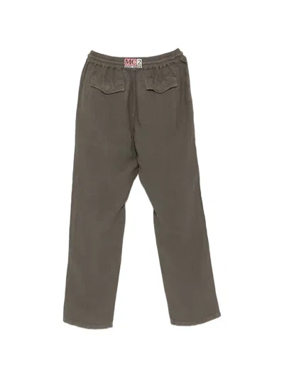 Mc2 Saint Barth Drawstring-waist Linen Trousers In Gray