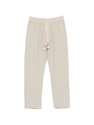 Mc2 Saint Barth Drawstring-waist Linen Trousers In Neutral