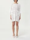 Mc2 Saint Barth Floral Cut-out Cotton Round Neck Caftan