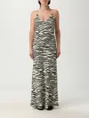 Mc2 Saint Barth Woman Satin Zebra Slip Dress Eydis In Black