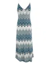 Mc2 Saint Barth Maxi Dress With Crossed Straps In Rachel Sea Wave 59