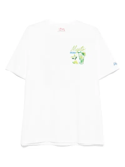 Mc2 Saint Barth Drink Mojito Cotton T-shirt In White
