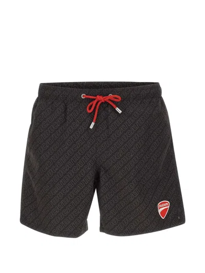 Mc2 Saint Barth Ducati Logo-print Swim Shorts In Brown