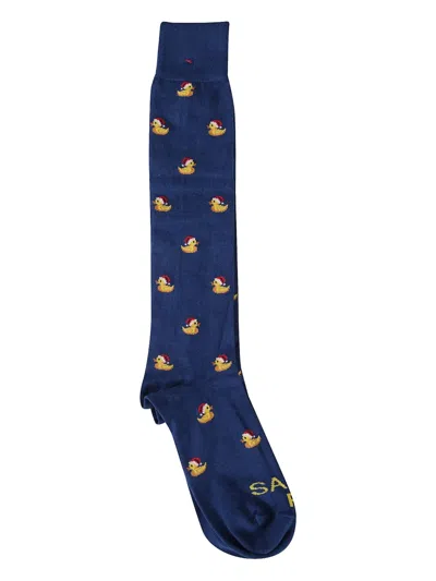 Mc2 Saint Barth Knee-high Duck Pattern Hosiery Collection In Blue