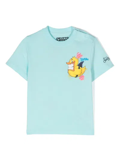 Mc2 Saint Barth Kids' Mykonos Vespa Cotton T-shirt In Blue