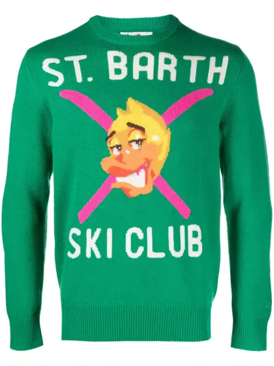 Mc2 Saint Barth Duck Ski Club Intarsien-pullover In Green