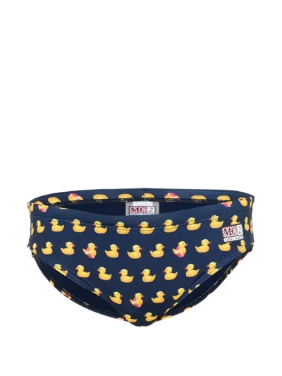 Mc2 Saint Barth Kids' Duck-print Swim Briefs In Blue