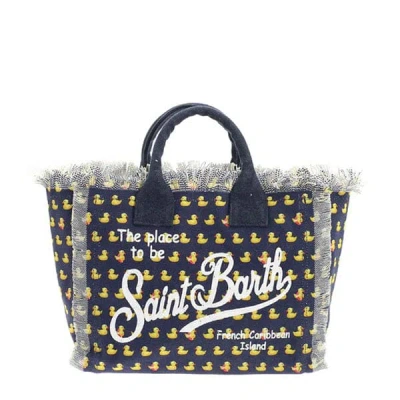 Mc2 Saint Barth Ducky Print Canvas Handbag In Blue