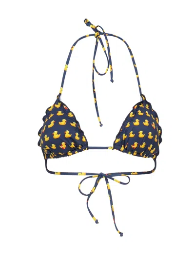 Mc2 Saint Barth Sagittarius Rubber-ducky Ruffled Bikini Top In Yellow