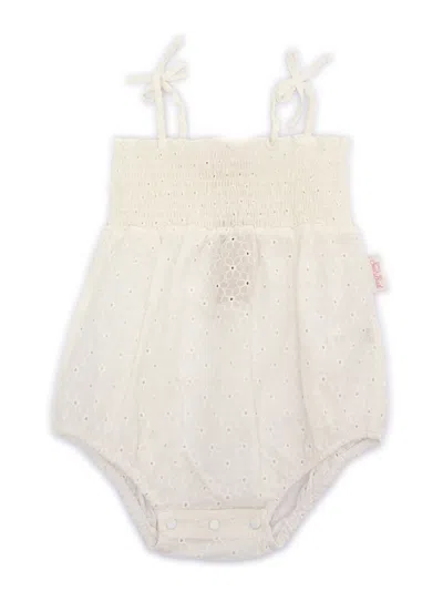 Mc2 Saint Barth Babies' Dudu-cotton Daisies Embroidery 01 In White