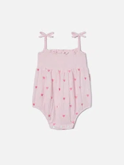 Mc2 Saint Barth Dudu Short Romper With Embroidered Hearts