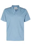 Mc2 Saint Barth Dusty Blue Linen Polo Shirt