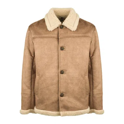 Mc2 Saint Barth Eco-shearling Jacket In Brown