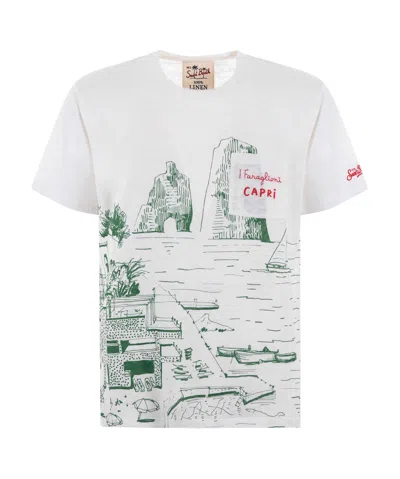 Mc2 Saint Barth Ecstasea Linen T-shirt In White