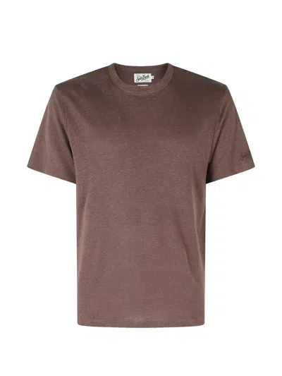 Mc2 Saint Barth Ecstasea Logo-embroidered T-shirt In Brown