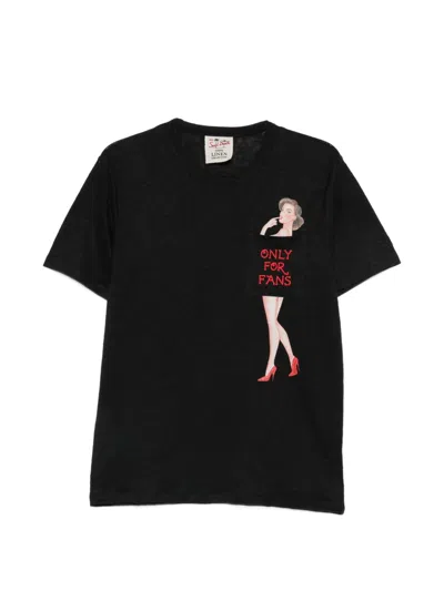 Mc2 Saint Barth Ecstasea Print-detail Chest-pocket T-shirt In Black