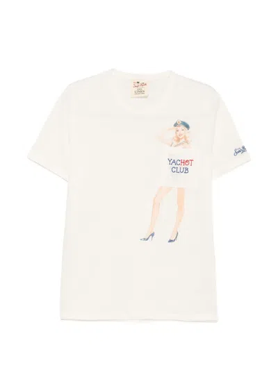 Mc2 Saint Barth Ecstasea Print-detail Pocket T-shirt In White