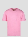 Mc2 Saint Barth Man Pink Linen Jersey T-shirt Ecstasea With Pocket In Pink & Purple