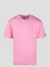 Mc2 Saint Barth Linen T-shirt With Front Pocket In Pink & Purple