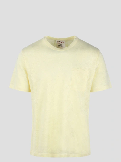 Mc2 Saint Barth Man Yellow Linen Jersey T-shirt Ecstasea With Pocket