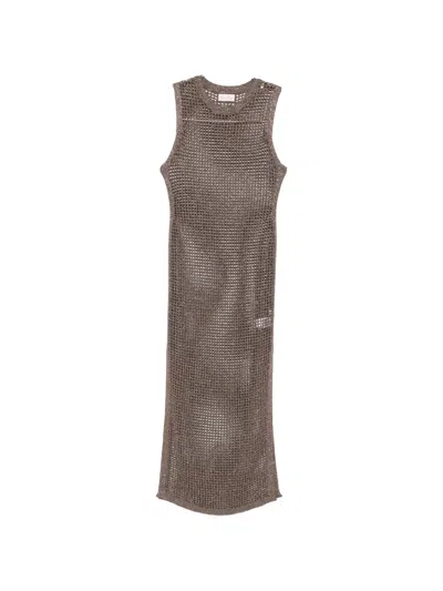 Mc2 Saint Barth Eileen Open-knit Maxi Dress In Brown