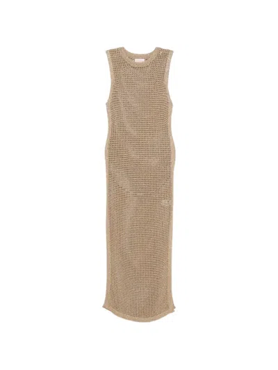 Mc2 Saint Barth Eileen Open-knit Maxi Dress In Brown