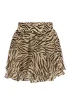Mc2 Saint Barth Eivissa Ruffled Mini Skirt In Lurex Silk Voile With Animalier Print