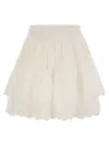 Mc2 Saint Barth Eivissa Miniskirt With Ruffles In White