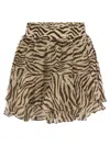 Mc2 Saint Barth Eivissa Ruffled Mini Skirt In Lurex Silk Voile With Animalier Print