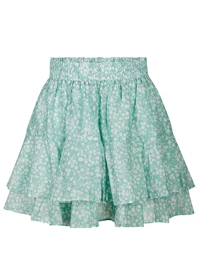 Mc2 Saint Barth Eivissa Floral Ruffled Mini Skirt In Green