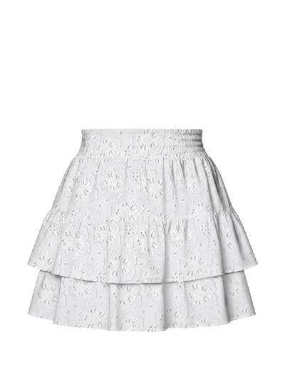 Mc2 Saint Barth Eivissa Embroidered Tiered Skirt In White