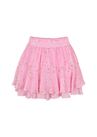 Mc2 Saint Barth Eivissa Mini Skirt Silk Voile Bandanna In Pink