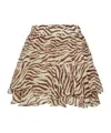 Mc2 Saint Barth Eivissa Ruffled Mini Skirt In Lurex Silk Voile With Animalier Print