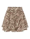 Mc2 Saint Barth Eivissa Ruffled Mini Skirt In Lurex Silk Voile With Animalier Print