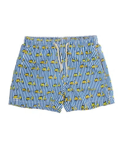 Mc2 Saint Barth Kids' Elastic Drawstring Waist Swim Shorts In Blue