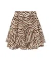 Mc2 Saint Barth Eivissa Ruffled Mini Skirt In Lurex Silk Voile With Animalier Print