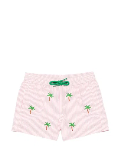 Mc2 Saint Barth Kids' Elastic-waistband Shorts In Pink