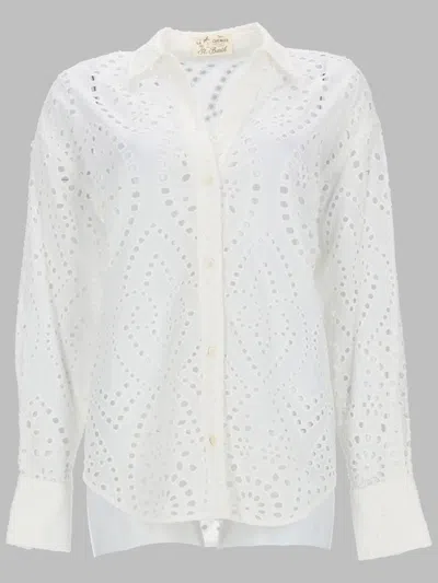 Mc2 Saint Barth Elegant Sangaloo Blouse For Women (size L) In White
