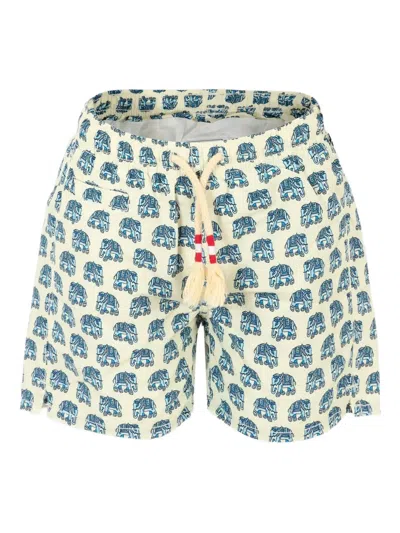 Mc2 Saint Barth Kids' Elephant-print Drawstring Swim Shorts In Multi