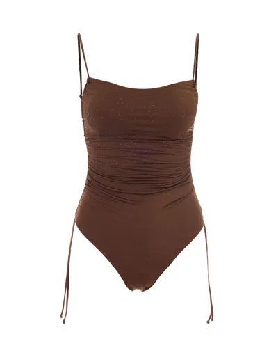 Mc2 Saint Barth Eliya One-piece Swimsuit In Brown