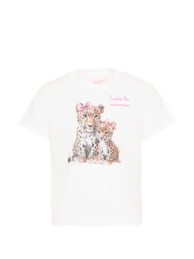 Mc2 Saint Barth Kids' Elly Leopard-graphic T-shirt In White