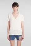 MC2 SAINT BARTH ELOISE T-SHIRT IN BEIGE LINEN