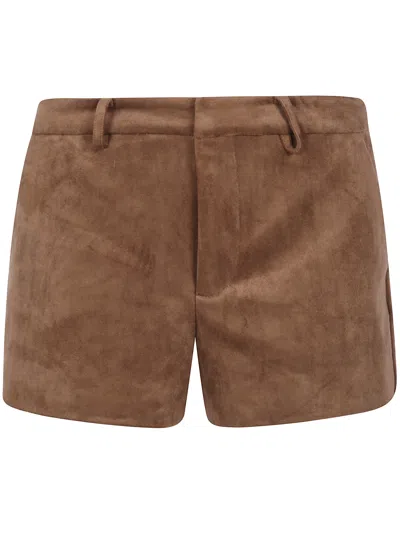 Mc2 Saint Barth "elva" Suede Shorts In Brown