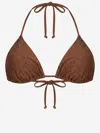 Mc2 Saint Barth Annabelle Strass-embellished Triangle Bikini Top In Brown