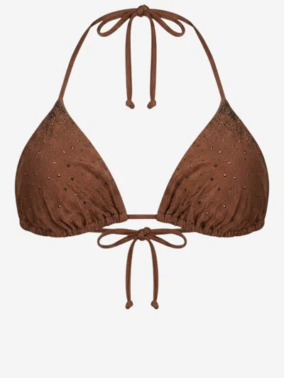 MC2 SAINT BARTH MC2 SAINT BARTH EMBELLISHED TRIANGLE BIKINI TOP