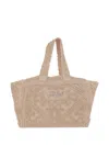 Mc2 Saint Barth Embossed Cotton Tote Bag In Neutral